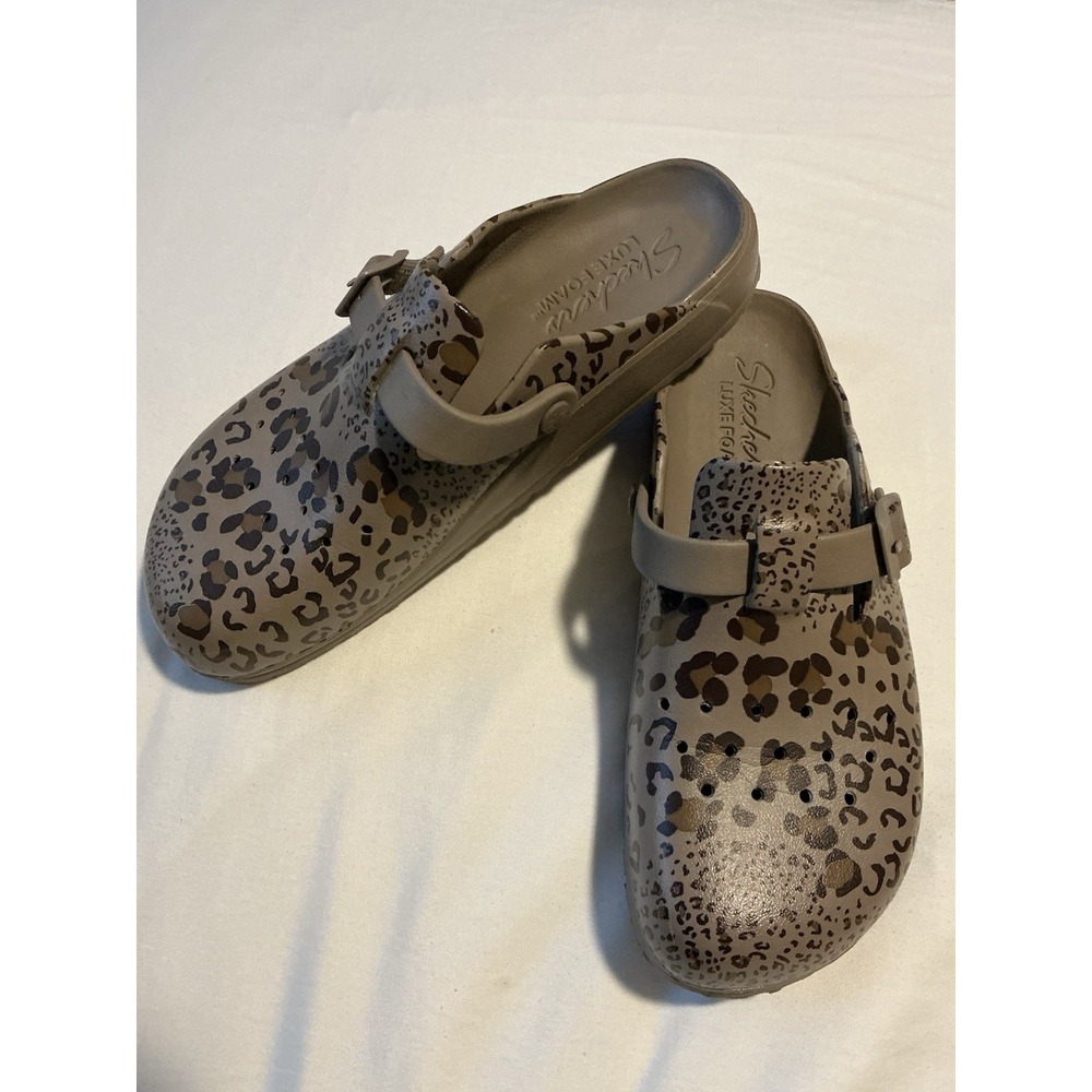 Skechers Luxe Foam Cali Breeze 2.0 Leopard Print Slip On Adjustable Taupe 10